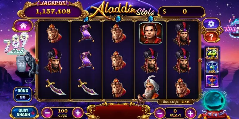 Trải nghiệm game Aladdin slots 789club đẳng cấp